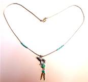 NATIVE AMERICAN SILVER WITH TURQUOISE PENDANT NECKLACE. 483N