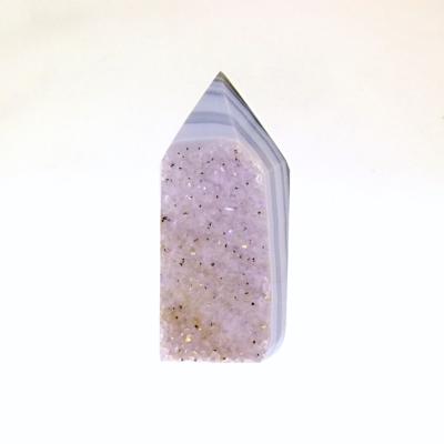 AGATE WITH AMETHYST DRUZE POLISHED POINT SPECIMEN.   SP14343POL