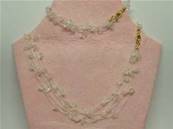 QUARTZ THREADED GEM CHIP 18" NECKLACE & 7" BRACELET TWO PIECE SET. SPR1016