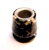 BLACK & WHITE MARBLE CANDLE HOLDER.   SPR11385POL