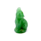 GEMSTONE WOLF CARVING IN GREEN AVENTURINE.   SPR14485POL