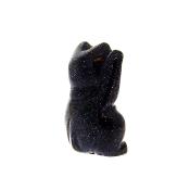 Lucky Chinese Waving Cat Carving in Blue Goldstone.   SPR15160POL