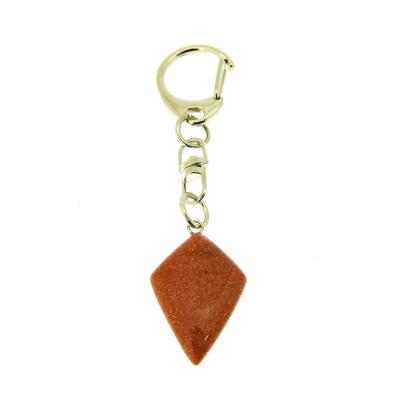 Diamond Shape Gemstone Keyring in Cooper Goldstone.   SPR15574POL