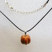 Pumpkin Pendant Necklace in Copper Gold Stone on Waxed Cotton Cord.   SPR16207