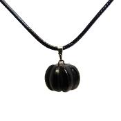 Pumpkin Pendant Necklace in Black Obsidian on Waxed Cotton Cord.   SPR16208