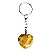 Mini Puff Heart Gemstone Keyring in Picture Jasper.   SPR16441POL