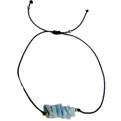 Larimar polished chip And Bead Drawstring Bracelet.   SPR16849BR