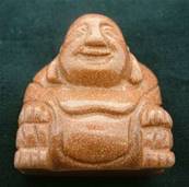 BROWN GOLDSTONE BUDDA CARVING. SPR4007POL