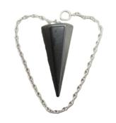 HEMATITE FACETED POINT STYLE PENDULUMS. SPR4822POL