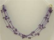 AMETHYST THREADED GEM CHIP NECKLACE. 18" LONG. 14g. SPR999