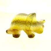 RELIEF CARVING OF A TRICERATOPS IN YELLOW FLUORITE.   SP13895POL