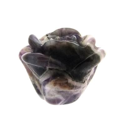 Rose Flower Head Carving In Chevron Amethyst.   SP16290POL