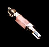 ROSE QUARTZ THREE PIECE HEALING WAND STYLE PENDANT.   SPR1058PEND