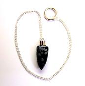 SNOWFLAKE OBSIDIAN BULLET STYLE HEALING POINT PENDULUM.   SPR12660