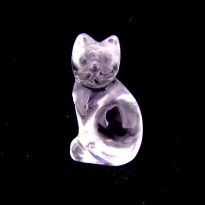 GEMSTONE KITTEN CARVING IN QUARTZ.   SPR14472POL