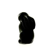 CARVING OF A HARE IN BLACK OBSIDIAN.   SPR14660POL