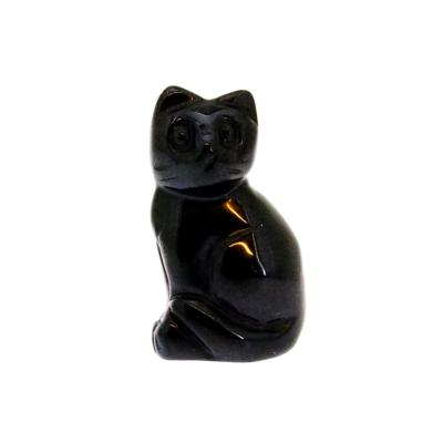 GEMSTONE CAT CARVINGS IN BLACK OBSIDIAN.   SPR14750POL