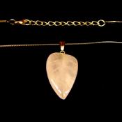 Leaf Style Gemstone Pendant on waxed cord in Rose Quartz.   SPR15266