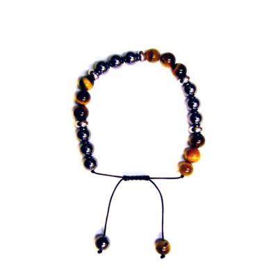 Drawstring Hematite with Tigerseye Power Bead Bracelet.   SPR15334BR