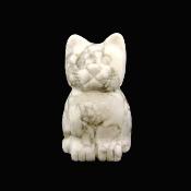 Gemstone Carving Of A Cat (Large Size) In White Howlite.   SPR16932POL