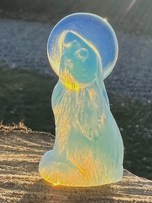 &#127764;&#127769; Moon Gazing Hare &#127764;&#127769; in Opalite 4.7x2.3cm.   SPR14916POL