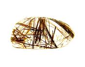 QUARTZ DOME POLISHED PEBBLE SPECIMEN FEATURING GOLDEN RUTILE INCLUSIONS.   SP10814POL