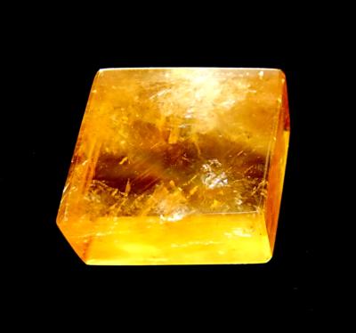 OPTICAL GOLDEN CALCITE POLISHED RHOMBIODAL CRYSTAL SPECIMEN.   SP11958POL