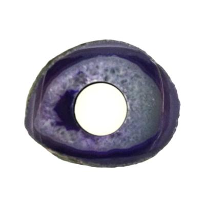 Agate Slice Single Hole Tea Light Holder.   SP15649POL