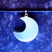 CRESCENT MOON PENDANT IN OPALITE ON WAXED CORD.   SPR13971PEND