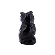 CARVING OF AN OWL IN BLUE BLACK OBSIDIAN.   SPR14471POL