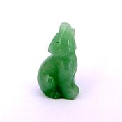 GEMSTONE WOLF CARVING IN GREEN AVENTURINE.   SPR14485POL