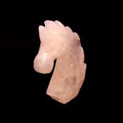 CARVING OF A UNICORN HEAD IN ROSE QUARTZ.   SPR14743POL