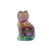 GEMSTONE CAT CARVINGS IN FLUORITE.   SPR14753POL