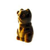 Lucky Chinese Waving Cat Carving in Tigerseye.   SPR15164POL