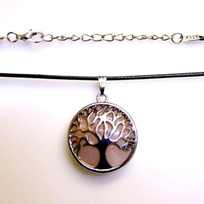 Tree Of Life Pendant Style Necklace With Rose Quartz.   SPR15503PEND