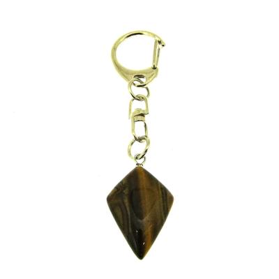 Diamond Shape Gemstone Keyring in Tigerseye.   SPR15573POL