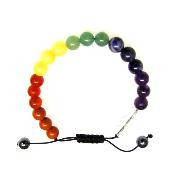 Drawstring Chakra Power Bead Bracelet featuring silver plated beads.   SPR16154BR