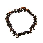 ELASTICATED RED TIGER'S EYE CLUSTER CHIP BRACELET.   SPR16155BR