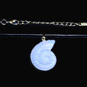 Gemstone Ammonite Pendant In Opalite On Waxed Cotton Cord.   SPR16847