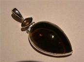 Smokey Quartz with facet green tourmaline Indian Silver pendant.    purjew07