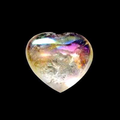 LARGE PUFF HEART IN RAINBOW AURA QUARTZ.   SP13388POL