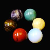 Set of six Gemstone Mini Spheres In A Pouch.   SP16744POL