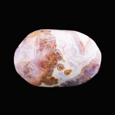 Amethyst With Crazy Lace Agate Polished Oval Palm Stone.   SP17103POL