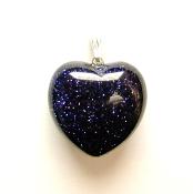 BLUE GOLD STONE MINI PUFF HEART PENDANT.   SPR13158PEND