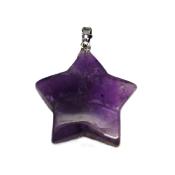 Star Pendant Necklace In Amethyst On Waxed Cord.   SPR15992PEND