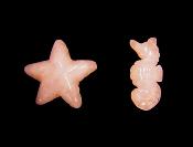 STARFISH & SEAHORSE CARVINGS IN ROSE QUARTZ.   SP11707POL