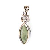 Designer Pendant in 925 Silver Featuring a Cat's Eye Shape Raw Moldavite Crystal.   SP16292PEND  