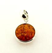 DESIGNER 925 SILVER WITH AMBER ROUND PENDANT.   SPR12259PEND