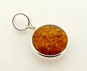 DESIGNER 925 SILVER WITH AMBER ROUND PENDANT.   SPR12259PEND