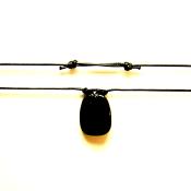 AJUSTABLE POLISHED FLAT PEBBLE NECKLACE IN BLACK OBSIDIAN.   SPR14106NEC